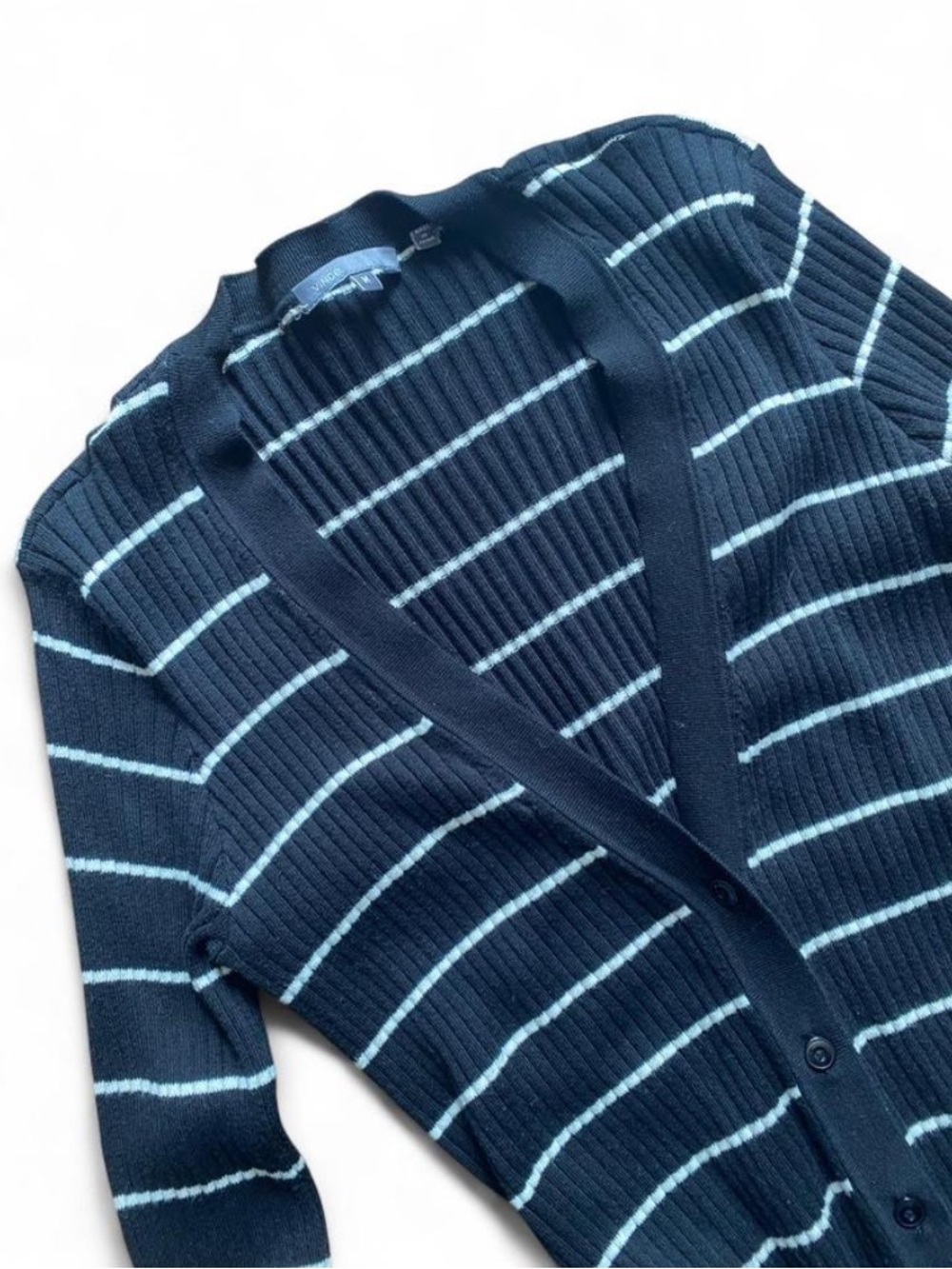 Vince Ribbed Black and white Striped Cardigan Size Medium